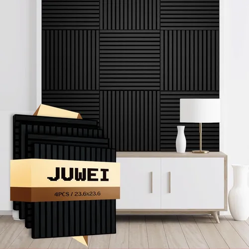 Miniatura 11 de AKK-Star - Paneles de pared de listones de madera acústica plegados, 1 paquete de 94.4 x 23.6 x 0.7 pulgadas, se pliega a 2 paneles de pared 3D