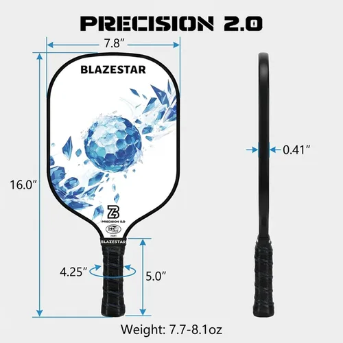 Miniatura 4 de X Blazerstar - Juego de 2 palas de pickleball aprobadas por USAPA, raquetas de fibra de vidrio con 4 bolas duraderas para exteriores y 1 bolsa, Azul
