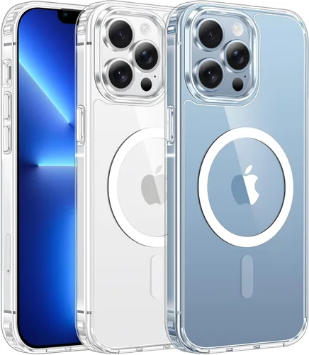 FNTCASE Funda para iPhone 13 Pro-Max: Fundas magnéticas transparentes compatibles con Magsafe Slim anti amarillamiento protección contra caídas de