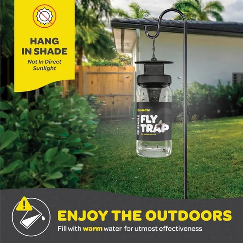 Miniatura 3 de Trampa para moscas para exteriores (paquete de 4) trampas para moscas al aire libre con cebo no tóxico soluble – Repelente de moscas solo para uso