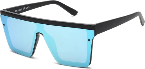 JIM HALO Gafas de sol con escudo plano con espejo cuadrado sin montura para mujeres y hombres