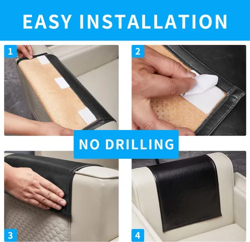 Miniatura 5 de 2 fundas protectoras para reposacabezas reclinable, antideslizantes, impermeables, para sillón reclinable, fundas para reposacabezas de sofá Negro
