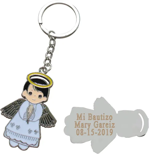 Regalo personalizado de primera comunión (12 piezas) - Llavero de metal blanco Boyl Metal personalizado Recuredos De Bautizo Bautizo Regalo para
