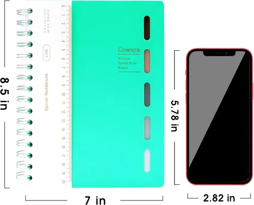 Miniatura 5 de Yoment Cuaderno de espiral de 5 materias encuadernado en espiral con rayas anchas de 7 x 8.5 pulgadas, cuaderno de espiral de tapa dura