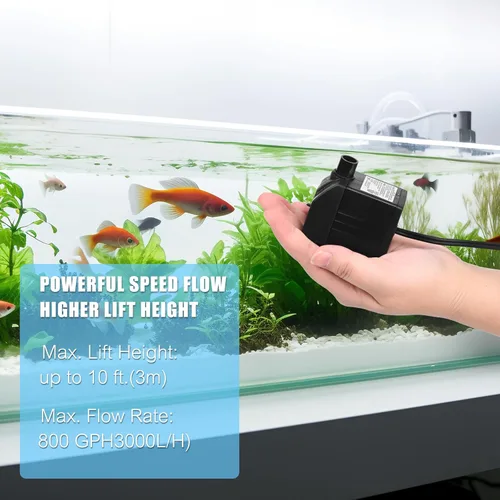 Miniatura 2 de Mini bomba de agua sumergible de 200 GPH (12 W, 800 L/H) para características de agua, acuarios, pecera, fuente de mesa, fuente para mascotas