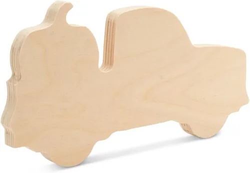 Miniatura 4 de Recorte de madera de camión de calabaza grueso para manualidades de 4 pulgadas, paquete de 5 recortes de madera de Halloween para decoración