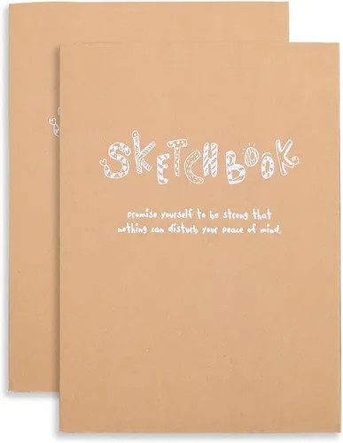 Miniatura 4 de Cuaderno de dibujo y cuaderno de bocetos con tapa de estraza – Juego de 2 libros de bocetos lisos en blanco – papel grueso de 4.41 oz, papel