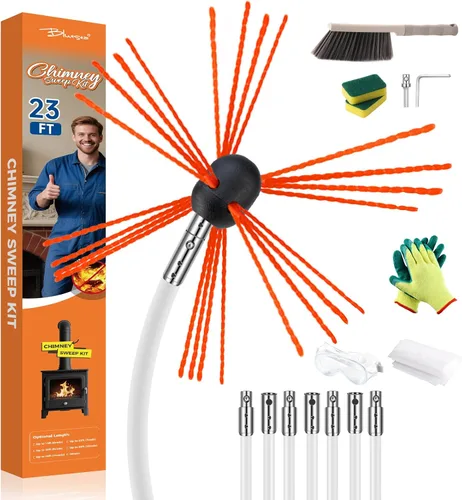 Miniatura 11 de Kit de deshollinador Bluesea de 4 piezas con varilla de nylon, accesorios para limpieza de chimenea con llave hexagonal y adaptador para taladro