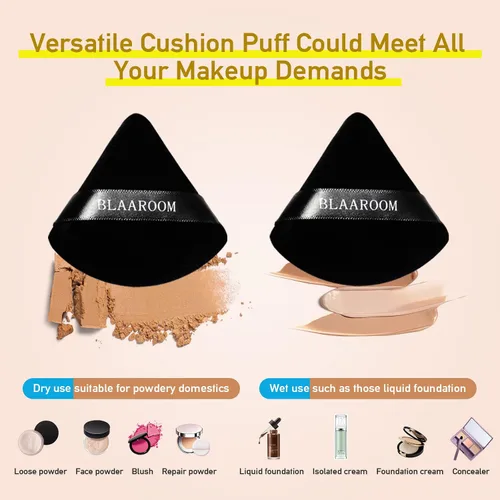Miniatura 2 de 6 esponjas de terciopelo triangulares para polvo, diseño triangular, esponja suave para rostro, contorno de ojos exquisitos, para cuerpo mineral