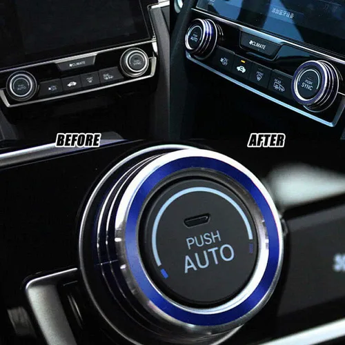 Miniatura 2 de 2 botones de aluminio para interruptor de CA, cubierta de aire acondicionado, control de clima, perilla de anillo para Honda 10ª generación Civic