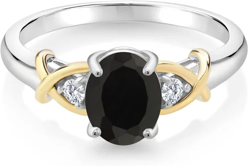 Miniatura 34 de Anillo de compromiso de oro amarillo de 10 quilates y plata 925 con piedra natal y diamantes cultivados en laboratorio para mujer, ovalado de 0.315
