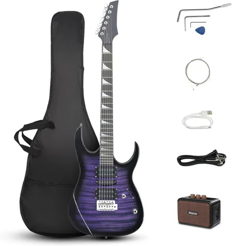 Miniatura 11 de Ktaxon Guitarra Eléctrica de 39" con Amplificador de 20 Vatios, Kit de Guitarra de Inicio Modelo 170 de Tamaño Completo para Principiantes