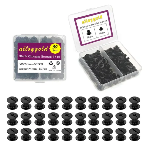 Miniatura 33 de 50 Juegos M5*6 Negro Pistola Kit de Tornillos Chicago Remaches de Cuero Tornillos Remaches Chicago Botones de Tornillos DIY Acabado de Cuero