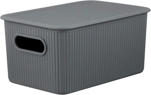 Miniatura 12 de Superio Colección acanalada - Cestas organizadoras decorativas de plástico para almacenamiento en casa, cajas contenedoras azules para organizar