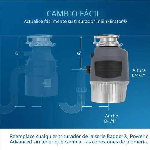 Miniatura 9 de InSinkErator EVOLUTION 1 HP 1 CV, Serie Avanzada de Triturador de Residuos Alimenticios con Alimentación Continua, Gris