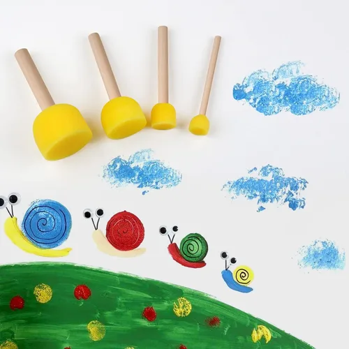 Miniatura 7 de Juego de 30 esponjas redondas, pinceles de esponja redondos para pintar, esponjas de pintura para acrílico, herramientas de pintura para niños