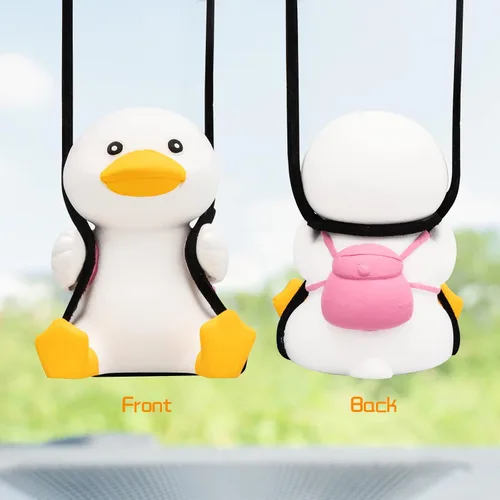 Miniatura 3 de Wonuu Colgante de coche de pato agitado, divertido adorno colgante de pato para espejo retrovisor, bonita decoración de coche