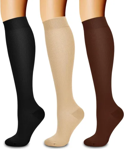 Miniatura 119 de Paquete de 3 pares de calcetines de compresión médica para mejorar la circulación de mujeres y hombres, para correr, hacer deporte y amamantar