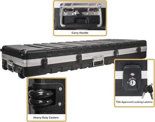 Miniatura 6 de Sound Town Estuche ligero para teclado de 61 teclas, estuche de vuelo ATA con pestillos de bloqueo aprobados por TSA, interior personalizable, Negro
