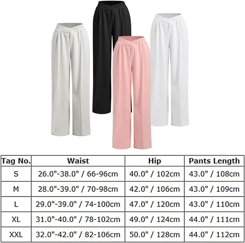 Miniatura 5 de ODIZLI Pantalones de pierna ancha de cintura alta para mujer, pantalones casuales de chándal de moda
