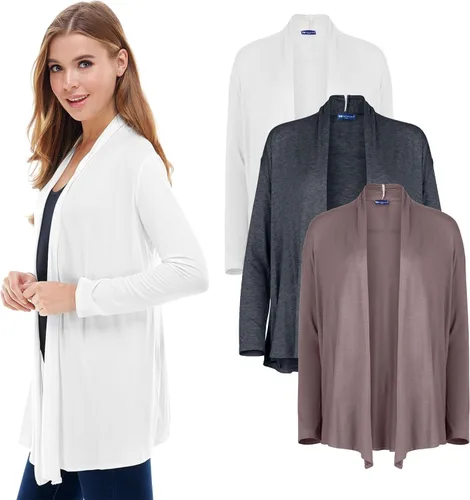 Miniatura 10 de Azules 3-Pack Women's Long Sleeve Open Front Cardigan - Lightweight Rayon Sweater, Soft Flowy Layer for Casual