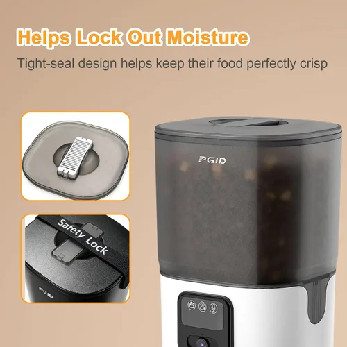 Miniatura 6 de Comedero automático para mascotas de 7L con cámara gran angular HD de 1080P, función WiFi inteligente, control por aplicación, función de visión