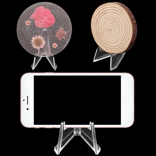 Miniatura 4 de Yalikop Paquete de 48 soportes de exhibición para tarjetas, mini caballete transparente, soporte pequeño de acrílico para fotos de desafío, monedas