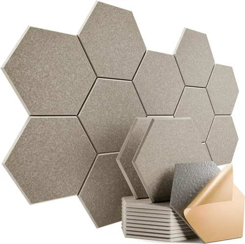 Miniatura 152 de Paquete de 12 paneles acústicos autoadhesivos de 12 x 10 x 0.4 pulgadas, paneles de espuma a prueba de sonido con alta densidad, diseño forrado