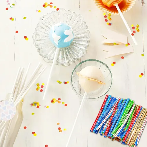 Miniatura 4 de Kit para hacer pasteles de 6 pulgadas, 100 palitos para tartas, 100 bolsas para tartas y 100 lazos multicolores, 300 paquetes de herramientas