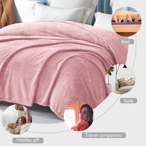 Miniatura 3 de Exclusivo Mezcla - Manta de forro polar tamaño King para cama, 90 x 104 pulgadas, mantas suaves y acogedoras de franela jacquard, ligeras y cálidas