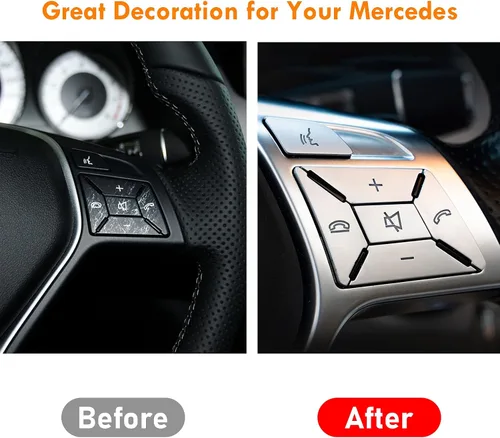 Miniatura 3 de Moonlinks Adhesivo decorativo para botón de volante compatible con Mercedes A B C E M G SL GL GLA CLA GLK SLK GLS Class, accesorios interiores