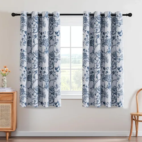 Miniatura 15 de H.VERSAILTEX - Cortinas opacas de 63 pulgadas de largo, juego de 2 paneles, estampado floral, cortinas de estilo campestre para sala de estar