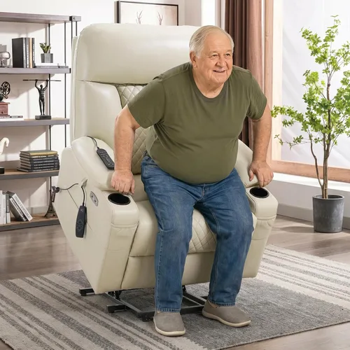 Miniatura 2 de EONIX SLRY019020 - Silla reclinable eléctrica para adultos mayores con calor y masaje, sillas reclinables eléctricas resistentes de 400 libras