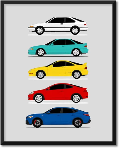 Miniatura 22 de Custom Car Posters Póster hecho a mano compatible con Acura Integra Evolution Generations e impresión de Acura Integra, multicolor, 8 x 10 pulgadas
