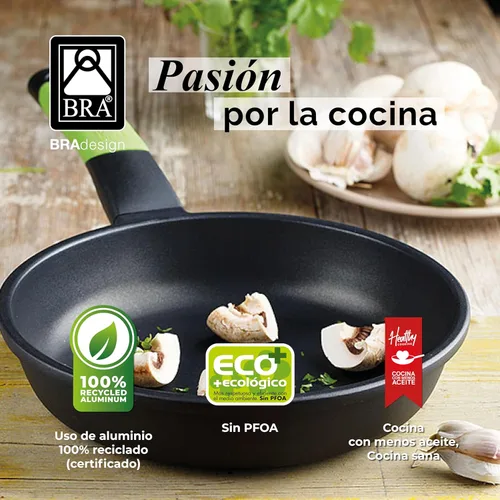 Miniatura 5 de BRA Prior - Sartén de aluminio fundido con revestimiento antiadherente clásico de teflón, 10.2 in, color negro