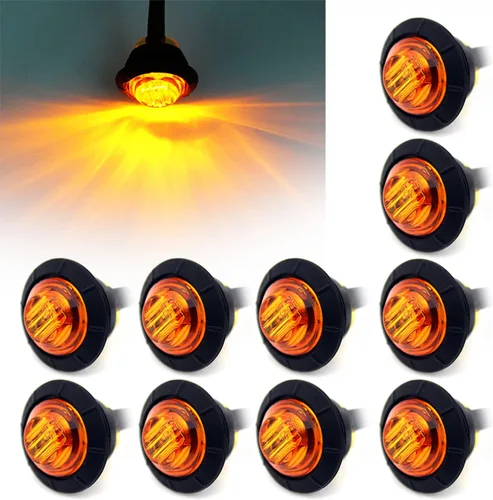 Luz LED Purishion de 10 x 3/4 pulgadas. Luz redonda para faro delantero y trasero, luz indicadora para camión, coche, remolque, furgoneta, caravana
