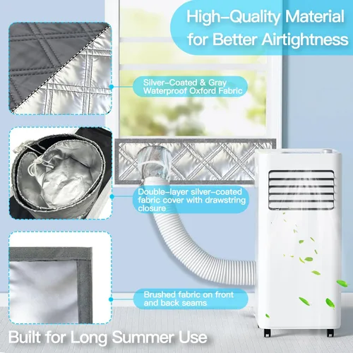 Miniatura 3 de Kit de ventana de aire acondicionado portátil resistente de 40 pulgadas, protector térmico de papel de aluminio reflectante, 100% opaco e