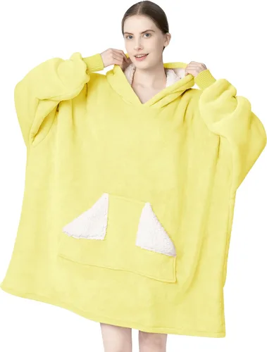 Miniatura 22 de Touchat - Manta con capucha portátil, sudadera con capucha de forro polar sherpa de gran tamaño con bolsillo gigante y mangas para adulto, regalo