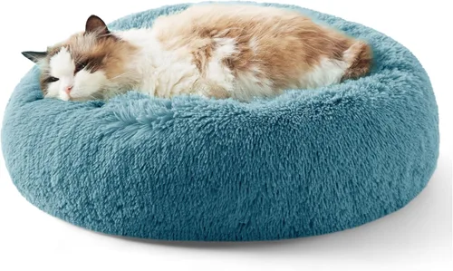 Miniatura 98 de Bedsure - Cama relajante para perro mediano, lavable, tipo dona, cama para gato, antideslizante, redonda, afelpada, mullida, de piel sintética