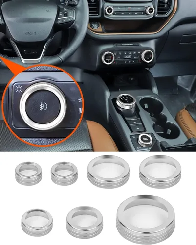 Miniatura 17 de Savadicar CKT01 Billet - Juegos de molduras de perillas de control de aluminio billet, faros/4WD/HVAC, biseles de anillos de perillas de control