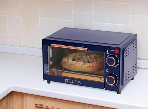 Miniatura 4 de Horno tostador de 2 rebanadas, horno pequeño de encimera, mini horno compacto para pizza de 9 pulgadas, con temporizador y control de temperatura