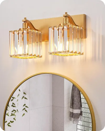 Miniatura 11 de EDISHINE Lámparas de baño, accesorios de iluminación de tocador de baño de cristal sobre el espejo, 2 luces de tocador para baño, tocador, base E26