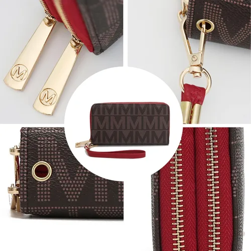 Miniatura 21 de MKF Collection Mia K - Cartera de pulsera para mujer, pequeña cartera de cuero vegano para tarjetas de crédito con cremallera y bolsillo