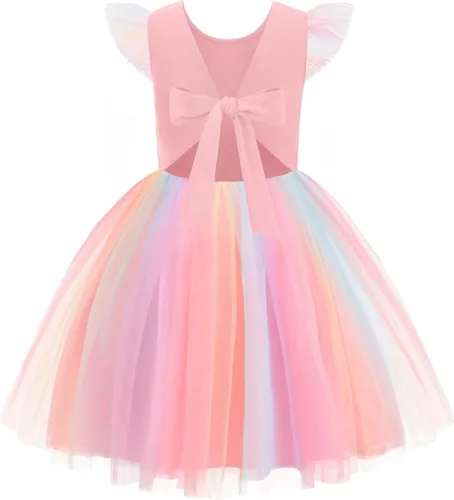 Miniatura 14 de Arshiner Vestido tutú de verano para niñas pequeñas, de tul sin espalda, para fiesta, cumpleaños, vestidos de algodón, 2-6 años