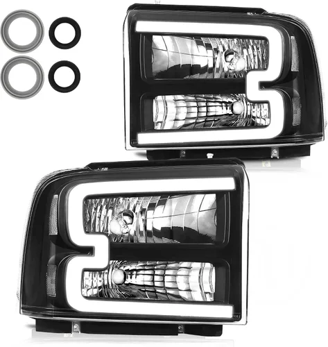 Miniatura 6 de Conjunto de faros halógenos con luz diurna LED Compatible con Ford F250 F350 F450 F550 Super Duty 2005-2007/Ford Excursion 05