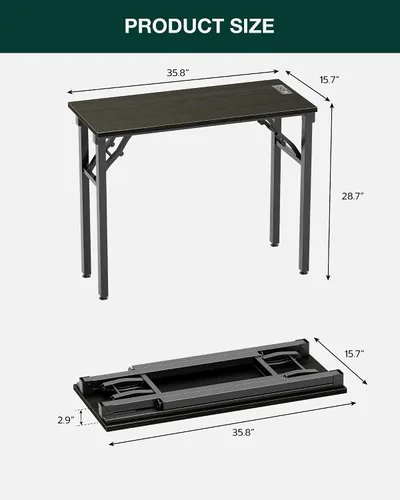 Miniatura 2 de Frylr Pequeño escritorio plegable para computadora, mesa portátil de 35.8 pulgadas para manualidades y estudio, escritorio ligero para espacios