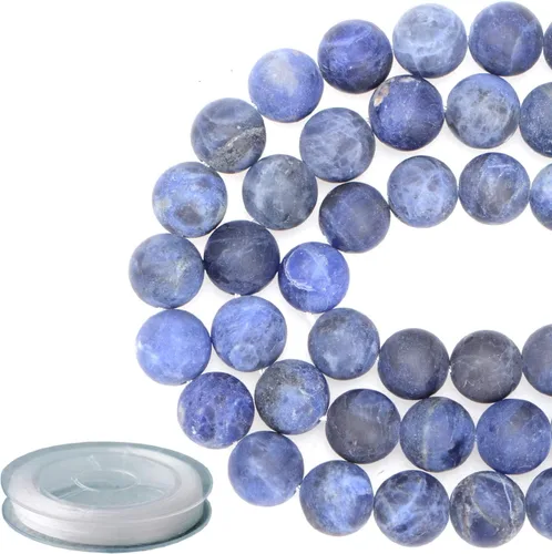 Miniatura 23 de Piedras preciosas redondas de jade blanco mate natural de 0.236 pulgadas esmeriladas, 120 cuentas sueltas a granel para hacer joyas y pulseras