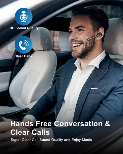 Miniatura 6 de Auriculares inalámbricos con Bluetooth, auriculares de botón con cancelación de ruido, micrófono manos libres, tiempo de espera de 160H, auriculares