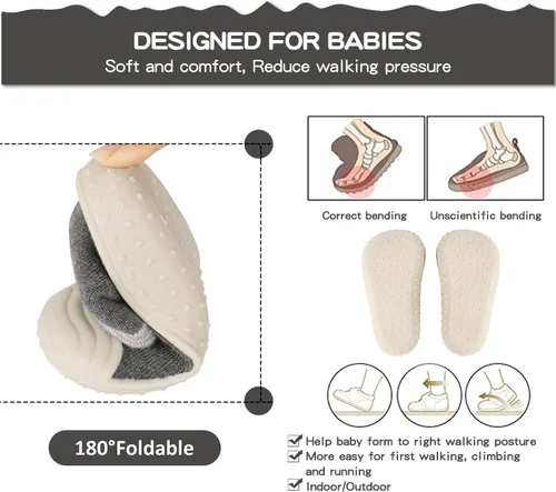 Miniatura 5 de Zapatos de calcetín para bebés y niños, suela de goma antideslizante, ligeras, elásticas, para el primer paseo, para recién nacidos, zapatos