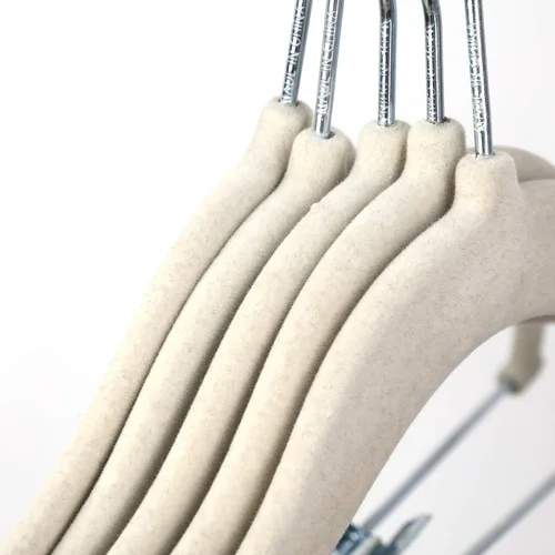 Miniatura 4 de Tosnail Paquete de 30 perchas de terciopelo para niños, perchas para ropa infantil, perchas para bebés con clips, color crema